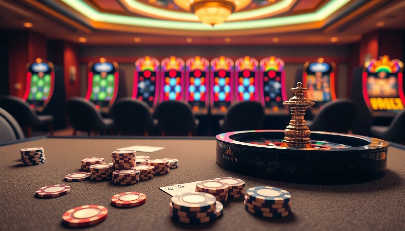 Experience the thrill of betting at https://888vnd.space/ with an elegant casino scene featuring poker chips and roulette.