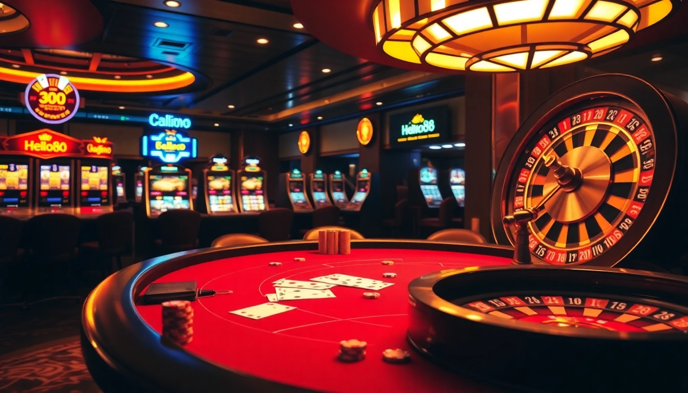 Hello88 invites players to experience the excitement of online gambling with vibrant casino elements.