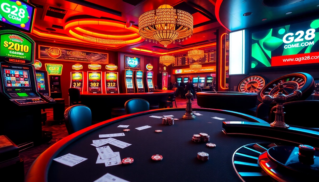 Experience thrilling actions at https://g28e.com/ with vibrant casino tables, colorful lights, and captivating gameplay.