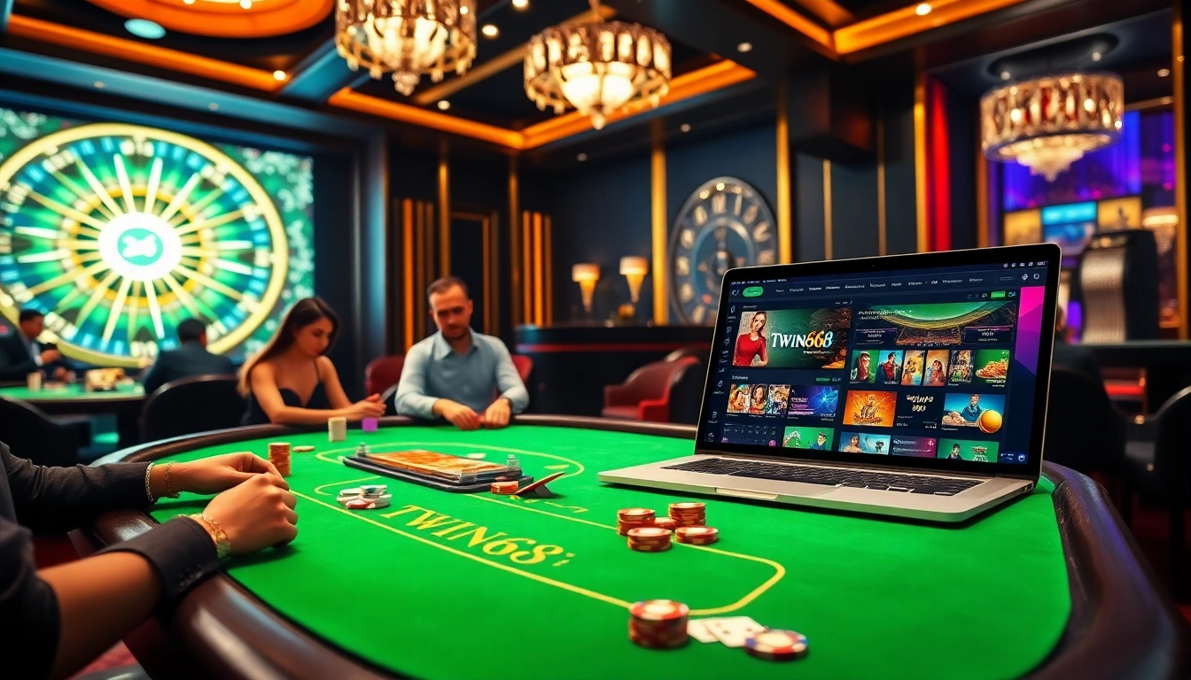 Twin68.world offers an exciting online gambling experience with casino tables, cards, and vibrant poker action.