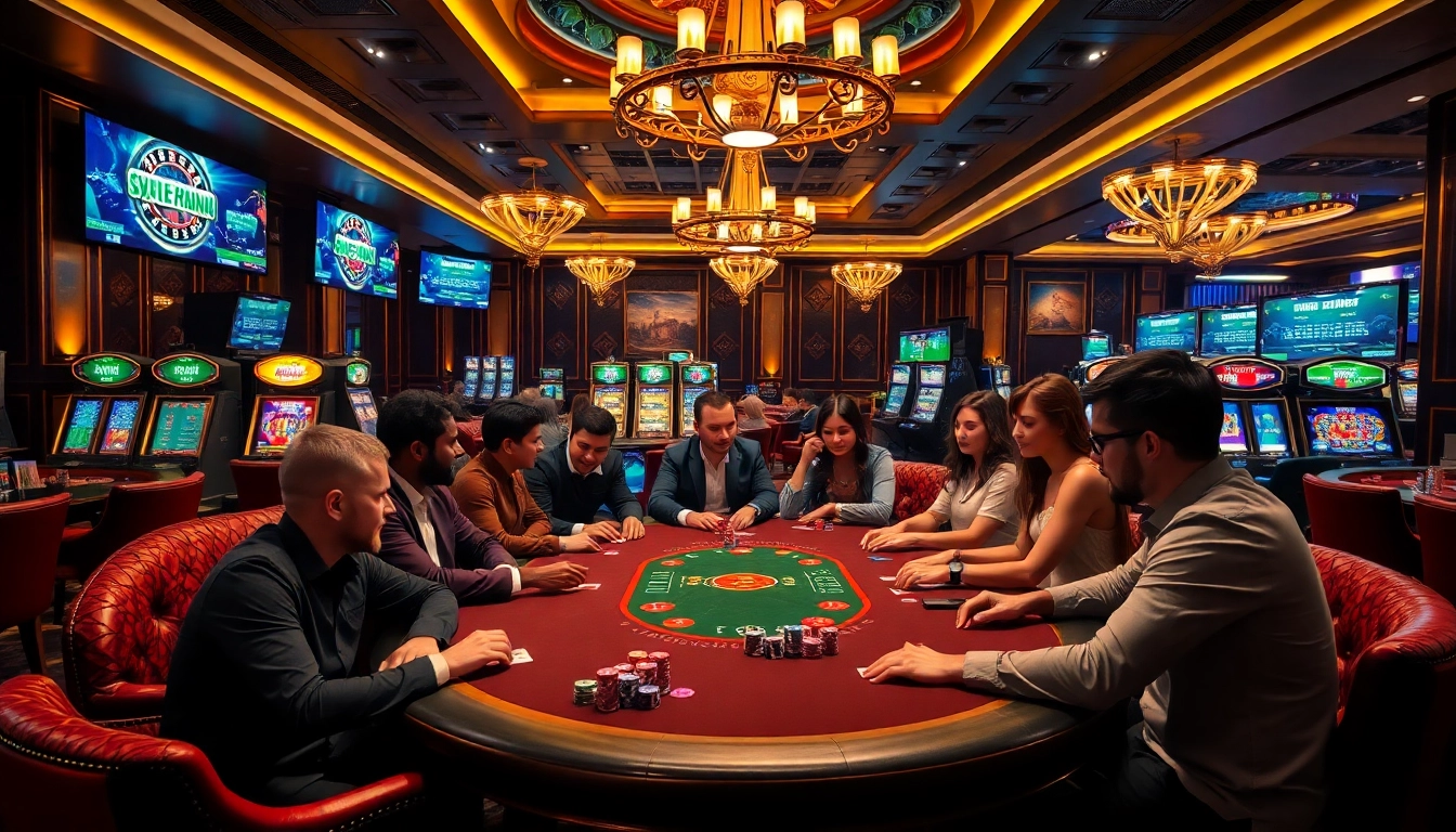Experience live casino excitement at https://nk88top.com/ with players enjoying poker and slot games in luxury.
