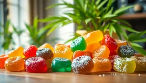 Enjoy the best THC gummies in the UK showcased with vibrant colors and textures.