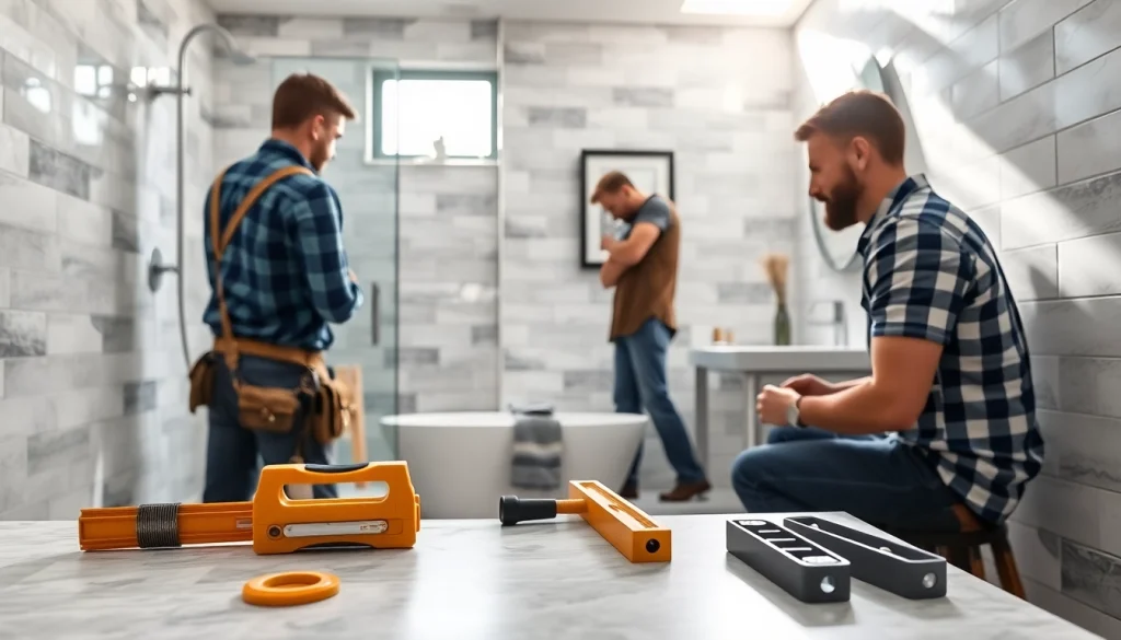 Discover bathroom builders near me renovating a stylish modern bathroom.