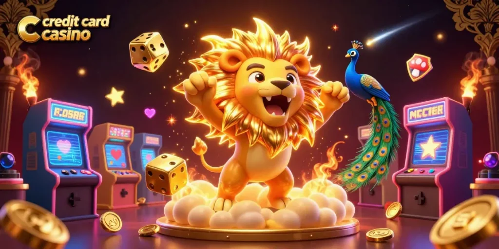 Experience the thrill at a credit card casino, with vibrant characters and rich game elements.