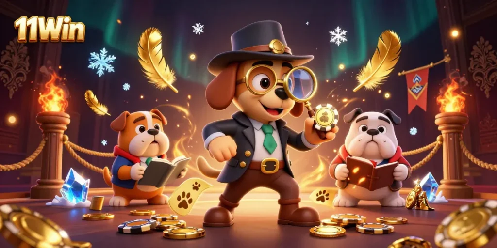 Win big with 11Win in this dynamic gambling-themed illustration highlighting poker action.