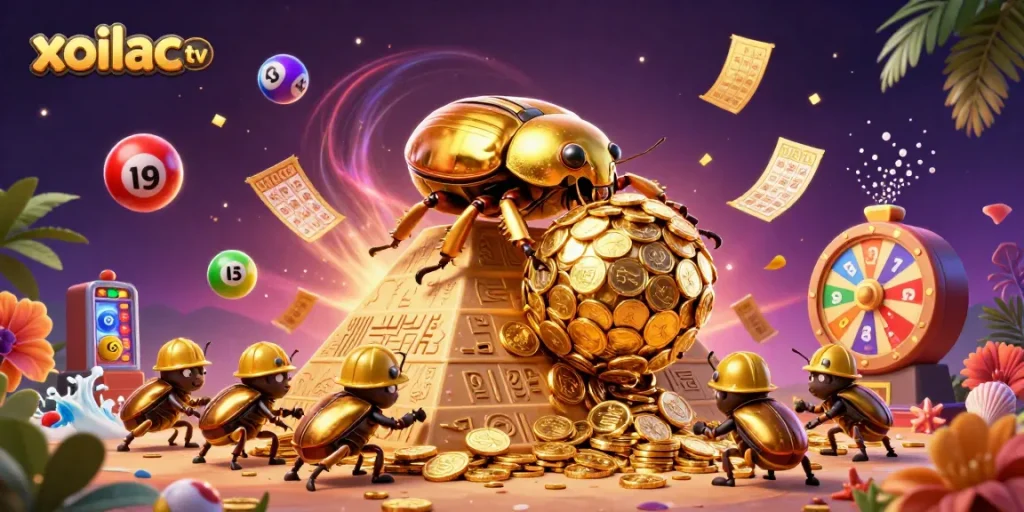 Experience thrilling gaming with xoilac tv, featuring a dynamic lottery scene with colorful elements.