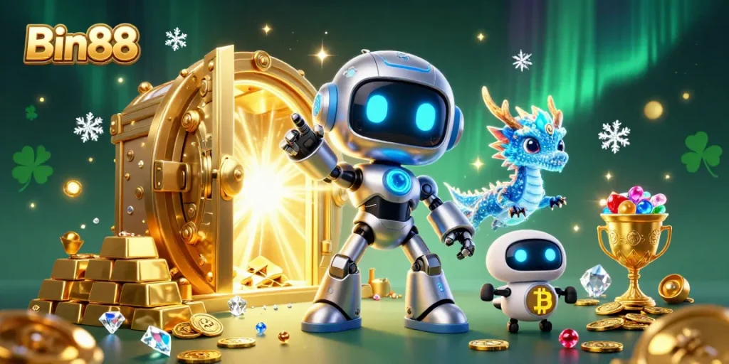 Experience thrilling gameplay with Bin88 through our energetic casino illustration showcasing vibrant elements.