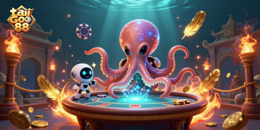 Engage in thrilling gameplay at tai go 88 with a vibrant alien poker scene full of dynamic elements.